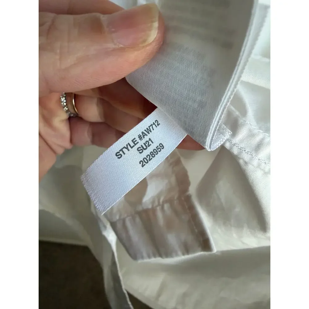 J. Crew Cotton Long Sleeve Classic-Fit Ruffle Neck Shirt White Women's Size 2